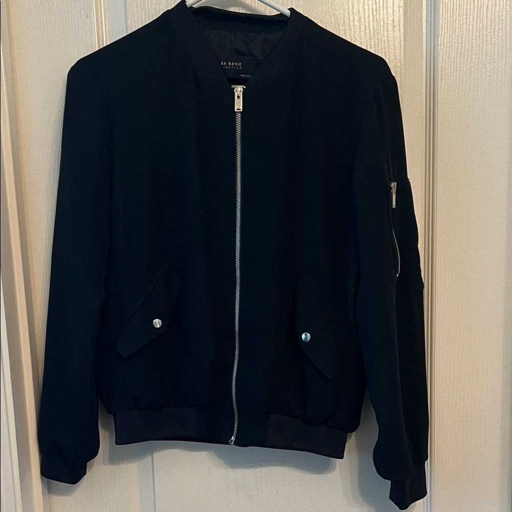 Zara Black Bomber Jacket with Silver Accents